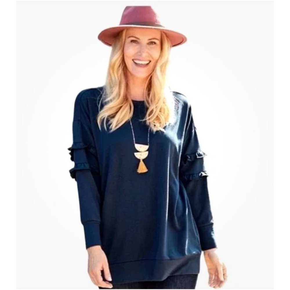 Matilda Jane Blue 'Cider Boyfriend' Sweatshirt - size XS - oversized